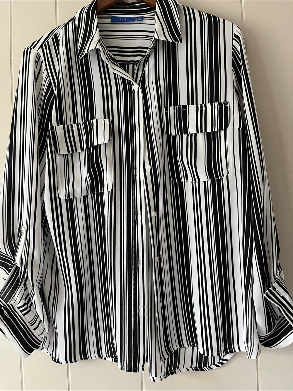 Apt. 9 Black & White Striped Button-Down Shirt